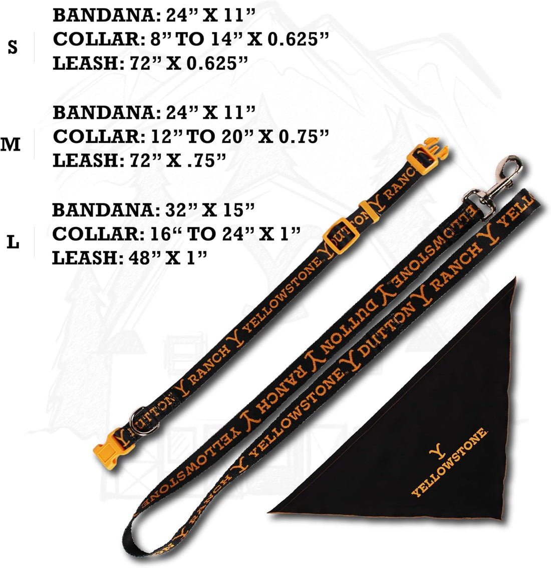 Official Yellowstone Dog Collar, Bandana & Leash Set