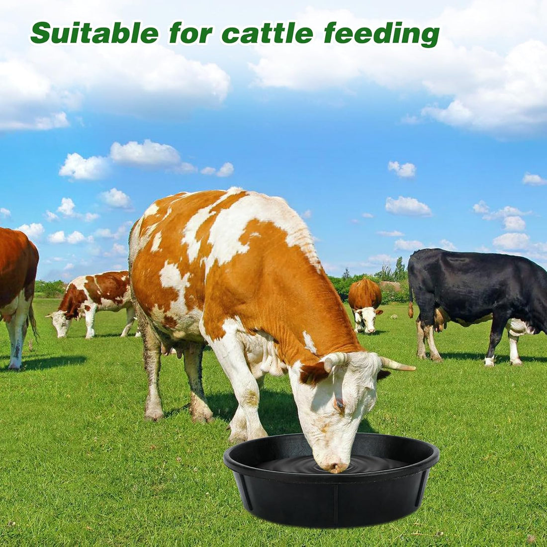 3Pcs Heavy Duty Rubber Feed Pan, 12Q/3Gal Horse Feed Bucket