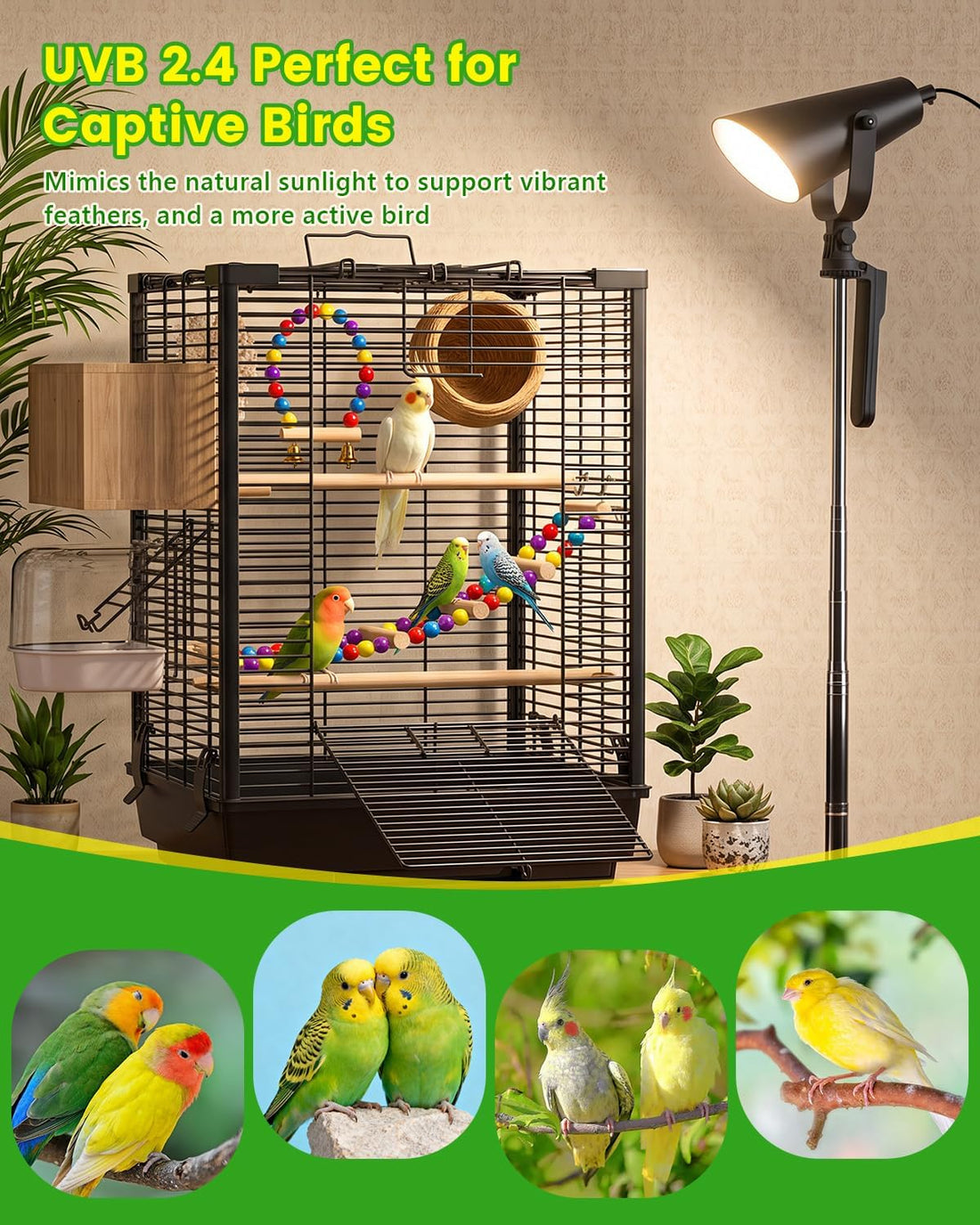 UVB 2.4 Bird Light with Adjustable Tripod Stand