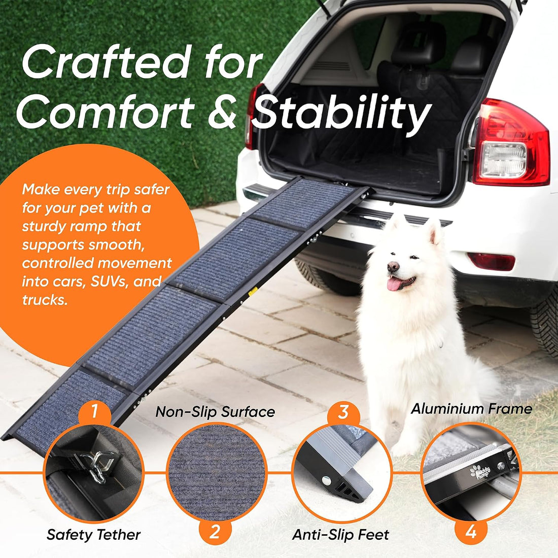 Dog Ramp for Car & Back Seat Cover Bundle