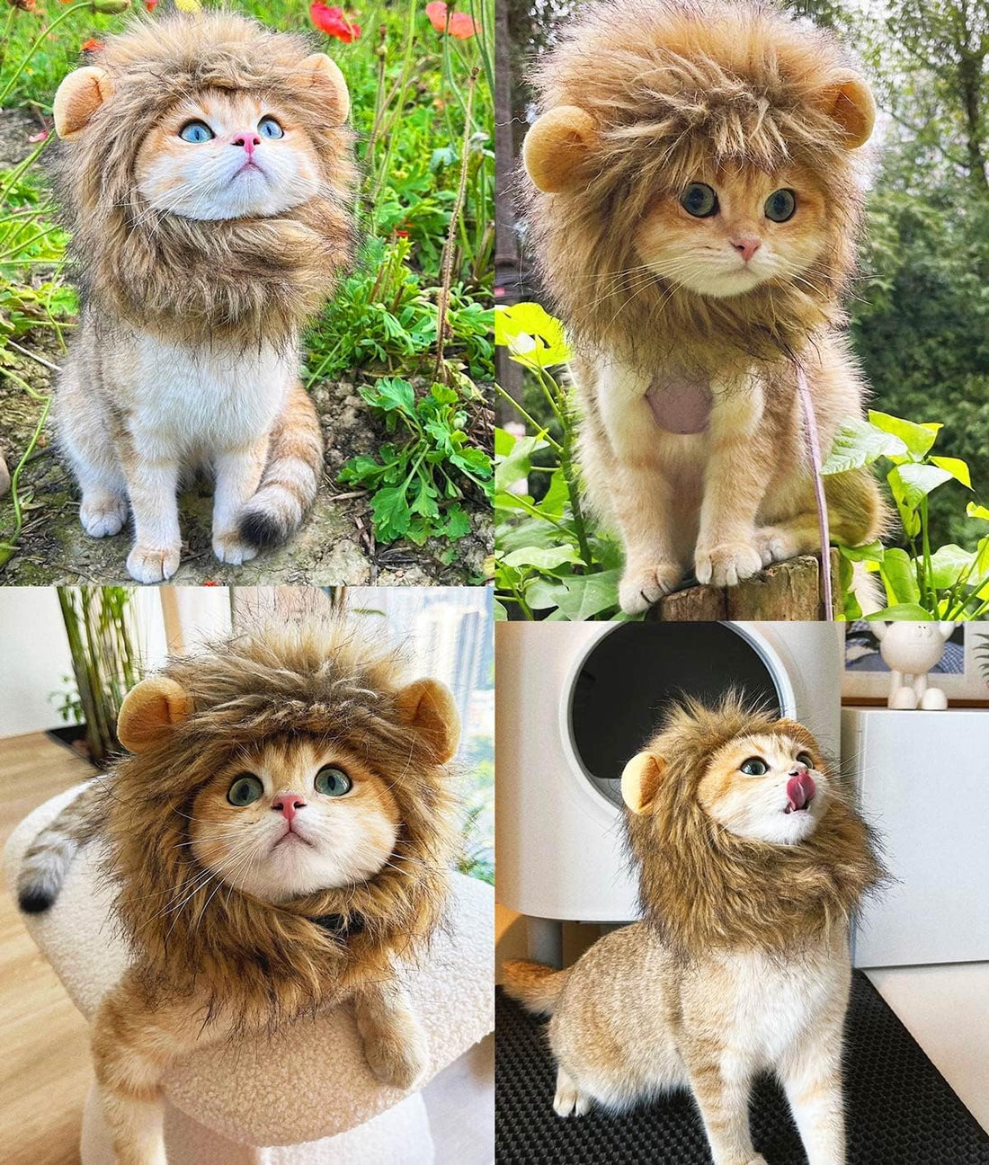 Lion Mane Wig for Cat Costume Pet Adjustable Washable Comfortable