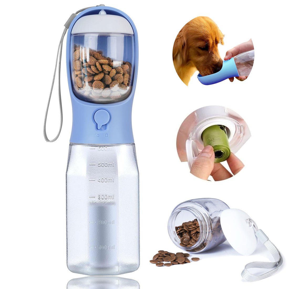 AVELORA Dog Water Bottle with Food Container