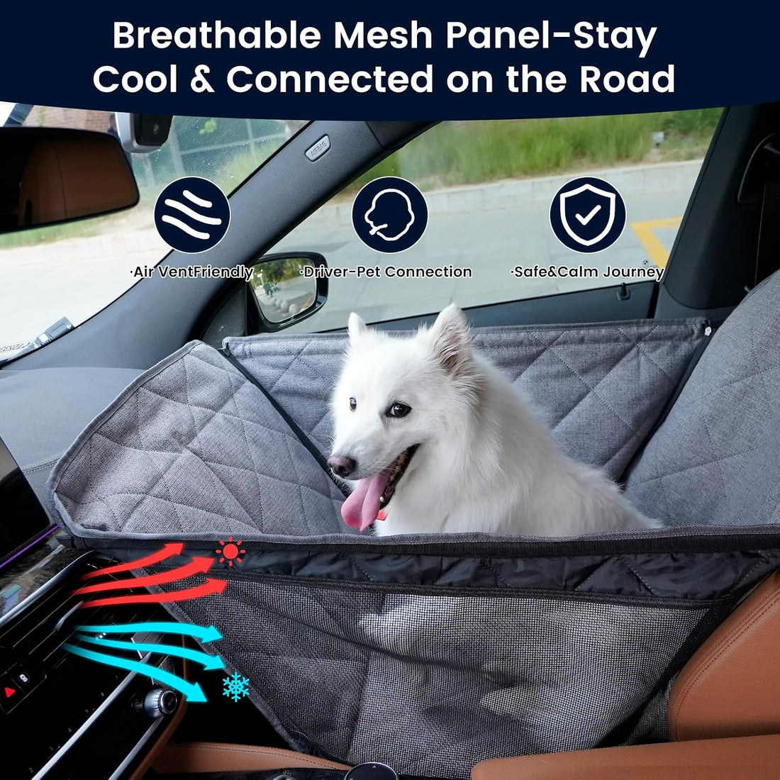 Front Seat Dog Car Seat for Small/Medium Dogs with Door Protection