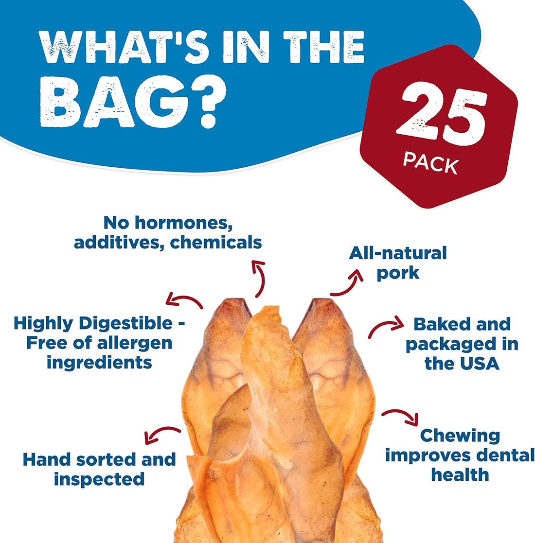 Best Bully Sticks Pig Ears - 25 Count - All Natural