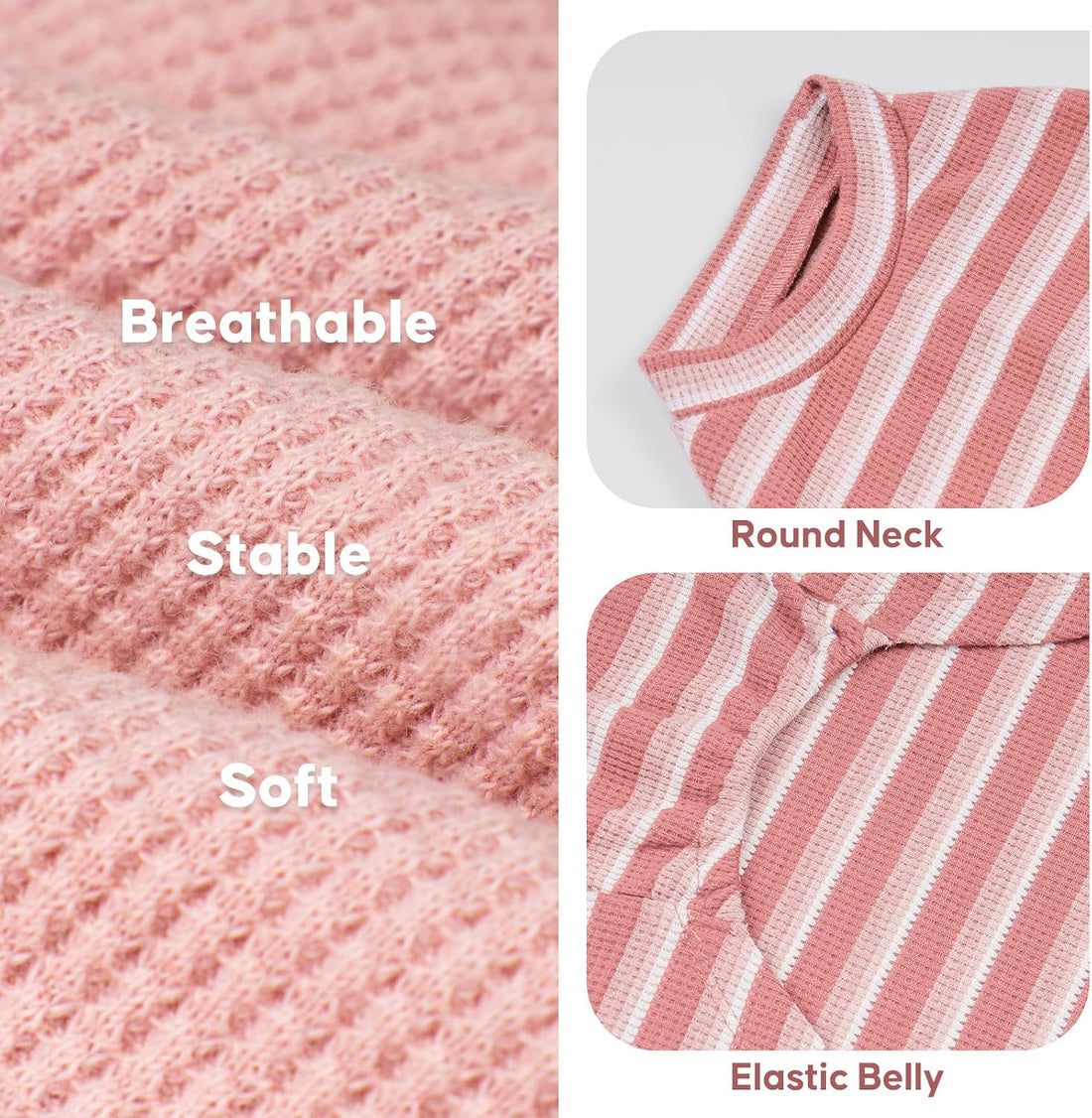 KYEESE 2Pack Waffle Dog Shirt for Small Dogs Striped Dog Sweater Tank