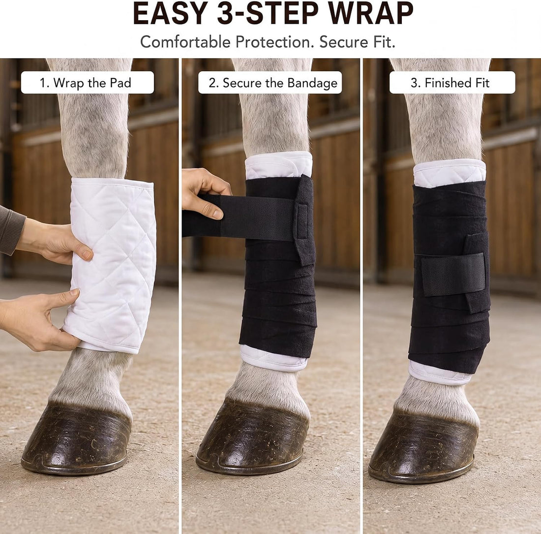 2pcs Horse Leg Quilted No-bow Wraps 14x27" and 2pcs Horse Polo Wraps