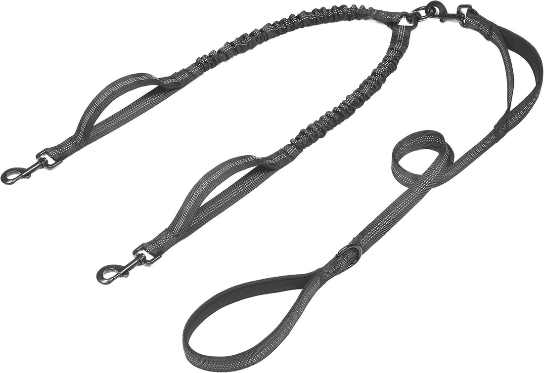 iYoShop Double Dog Leash with 3 Extra Traffic Handles, 15-120 lbs