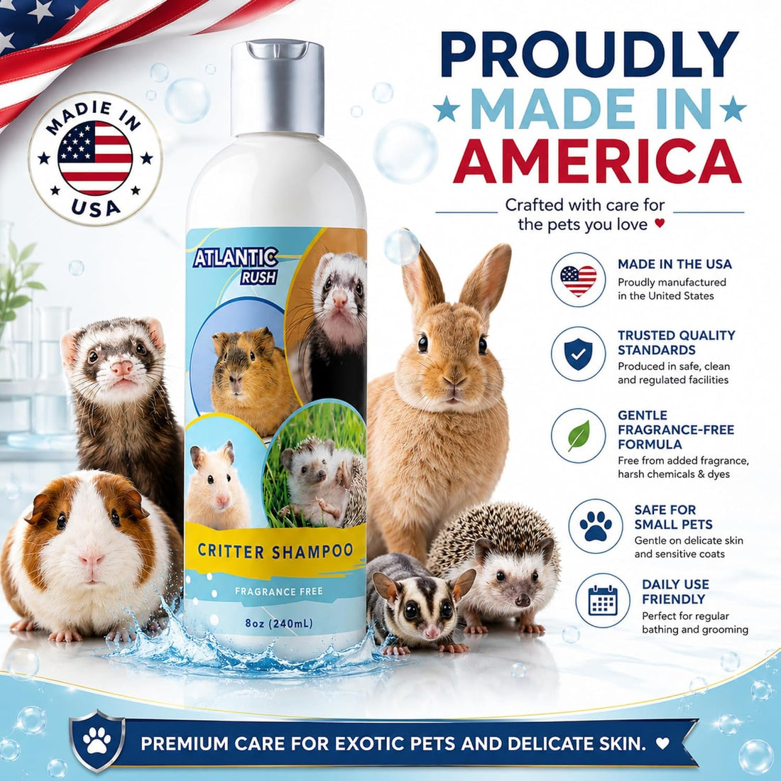 Critter Shampoo for Small Pets -Small Animal Fragrance & Detergent