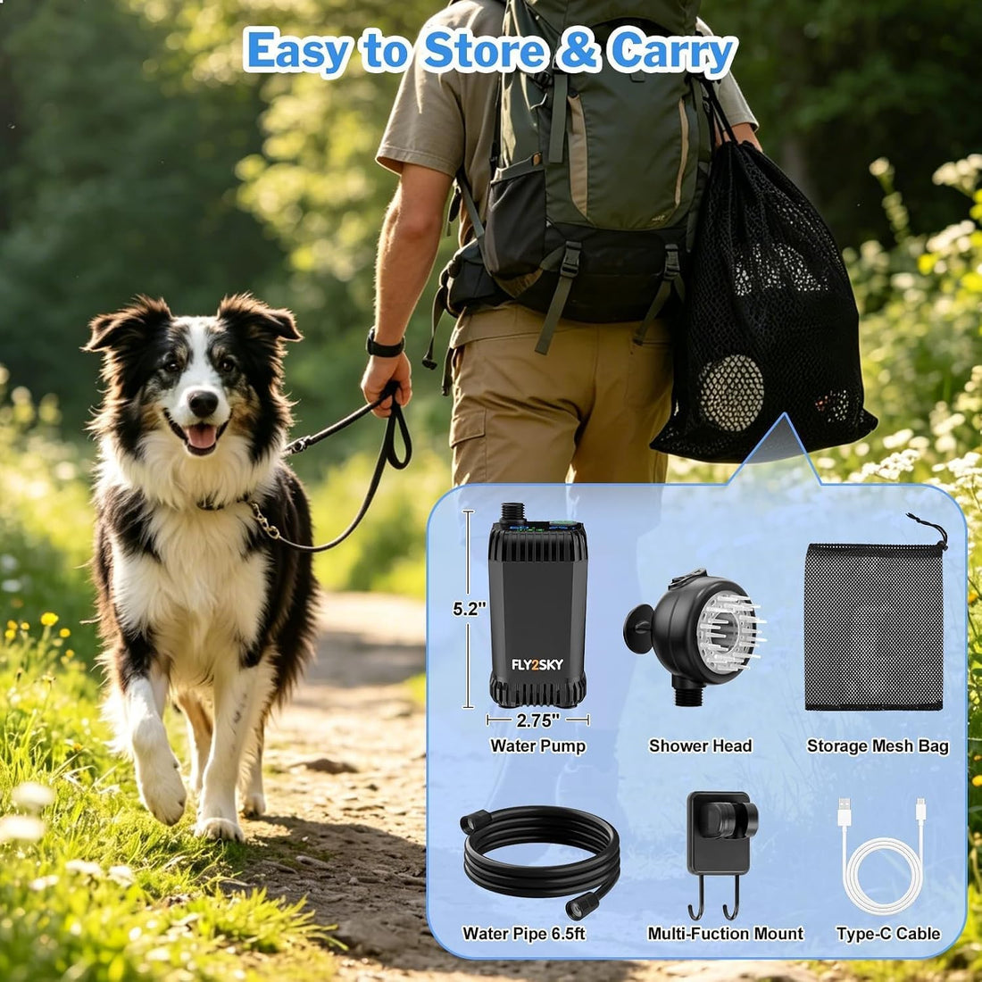 Rechargeable Portable Pet Shower Head Dog Bath Supplies for Indoor