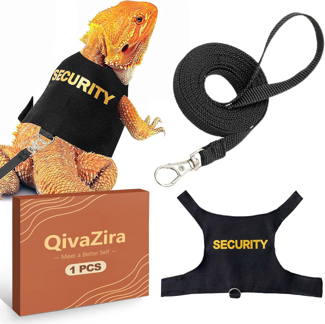 Adjustable Bearded Dragon Leash and Harness Set Soft Leather Lizard