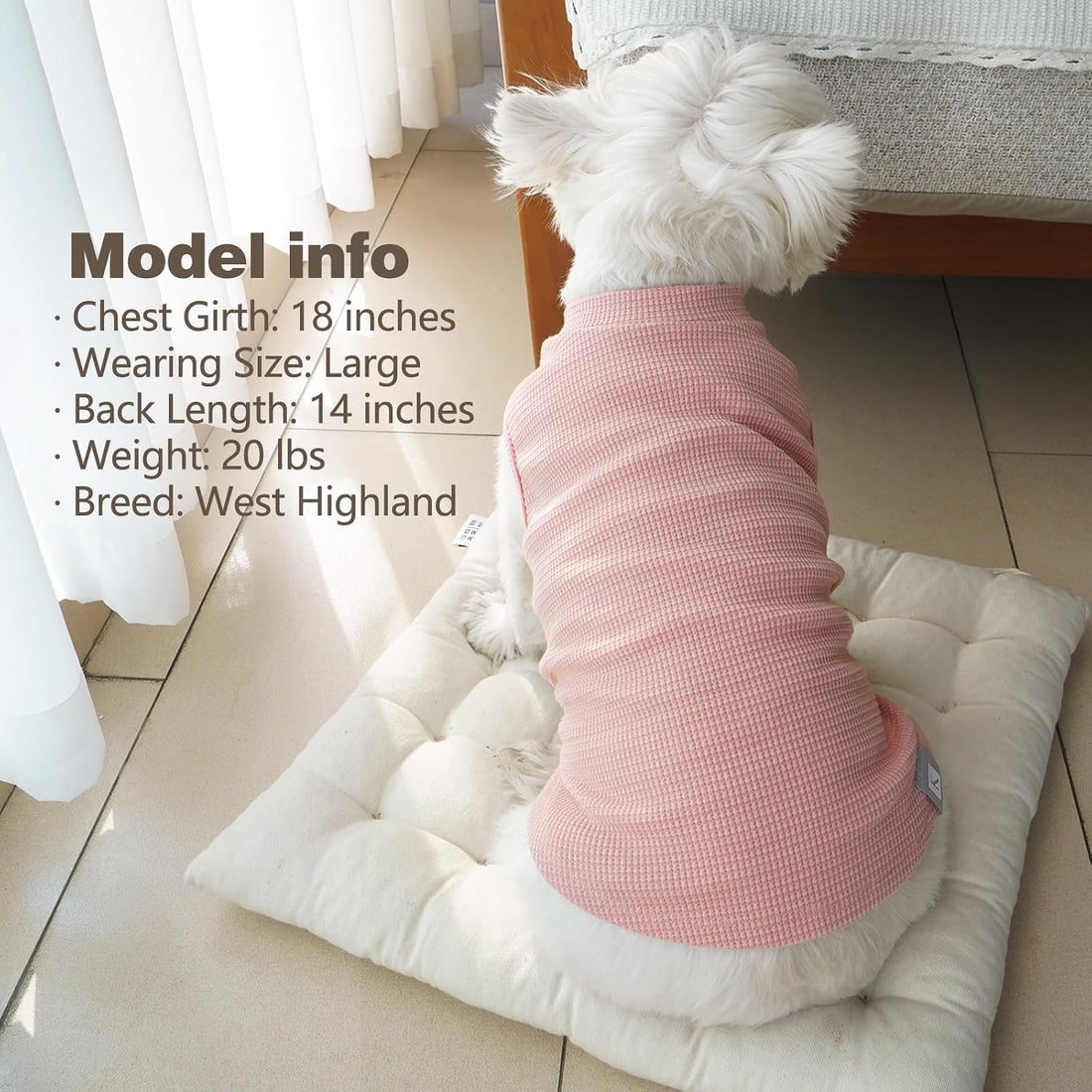 KYEESE 2Pack Waffle Dog Shirt for Small Dogs Striped Dog Sweater Tank