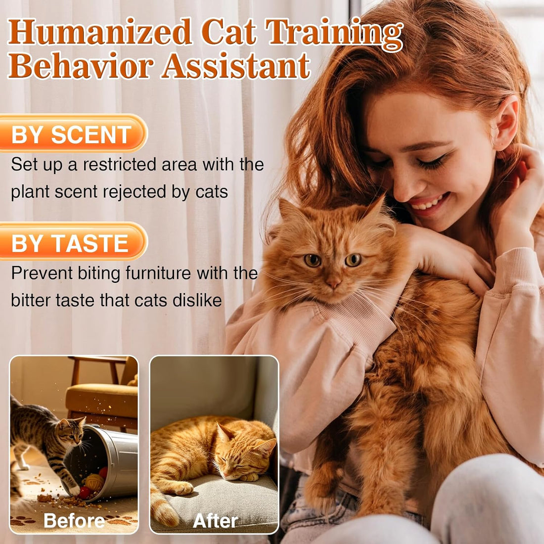 Pjordo Citrus Scent Cat Deterrent Spray, Stop Cat Chewing & Scratching