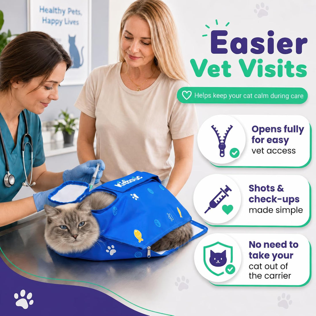 Cat Carrier Pouch - Soft Calming Sling, Vet, Grooming