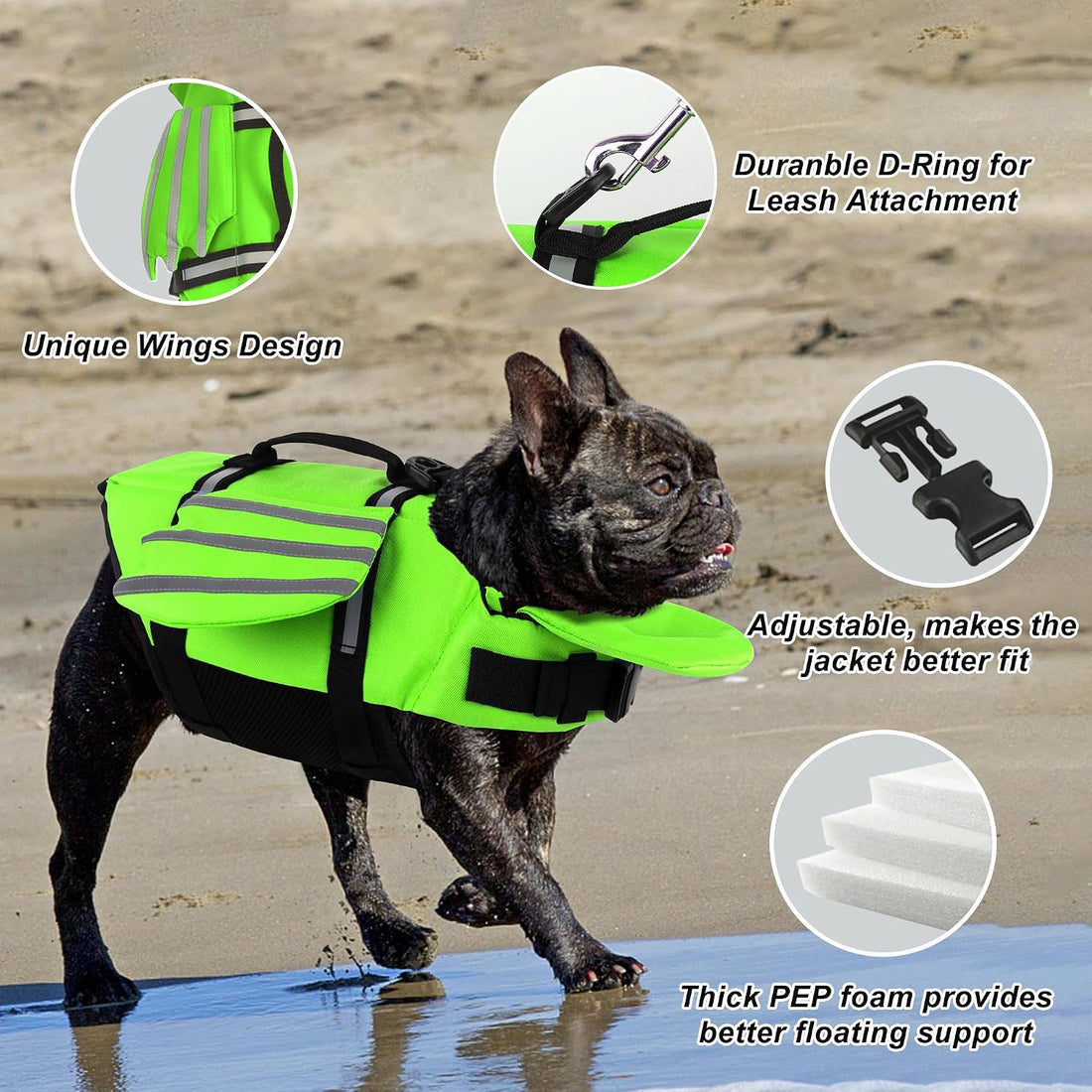 Petglad Dog Life Jacket, Cute Wings Adjustable Dog Life Vest