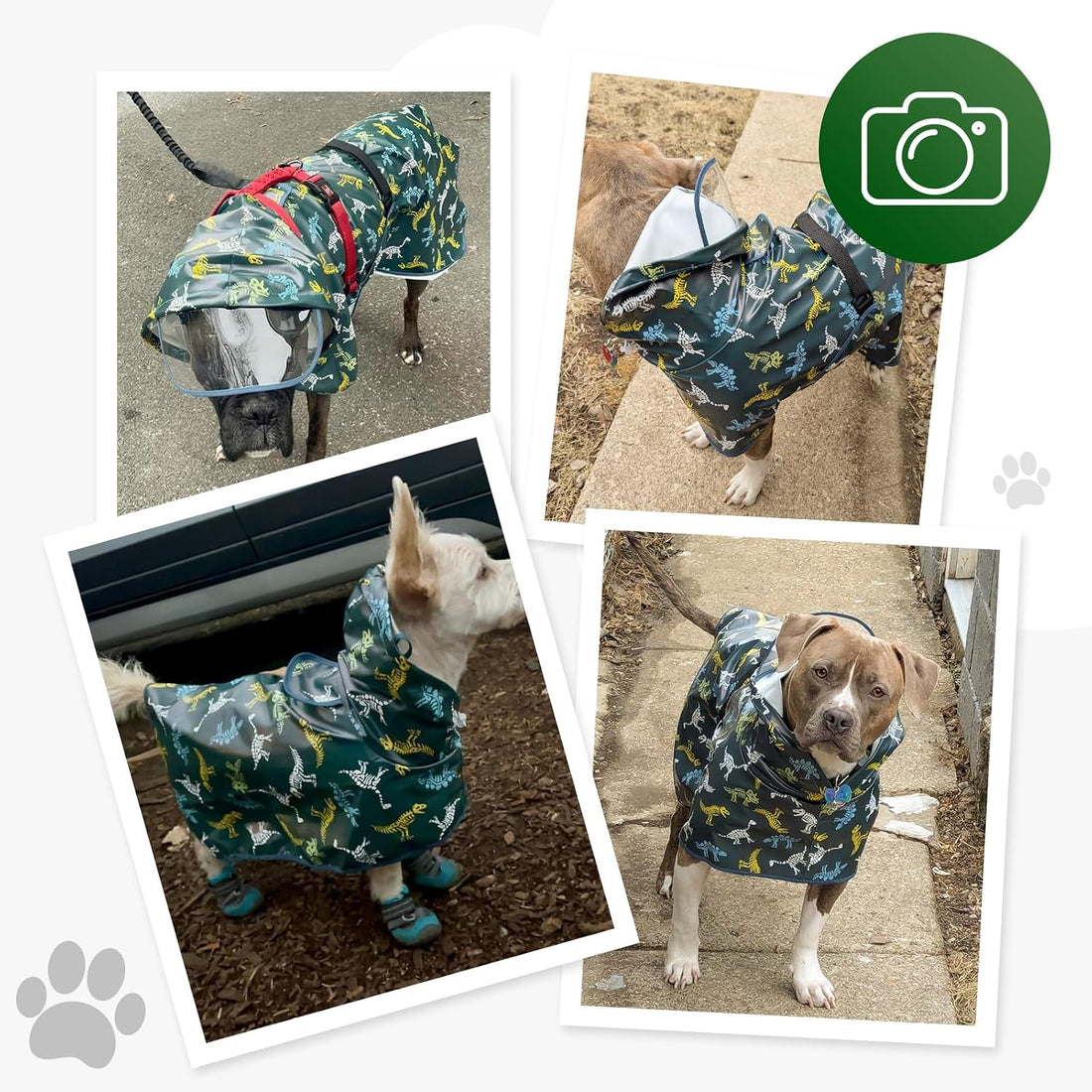 ExploreU Dog Raincoat, Waterproof Windproof Dog Rain Jacket with Hood