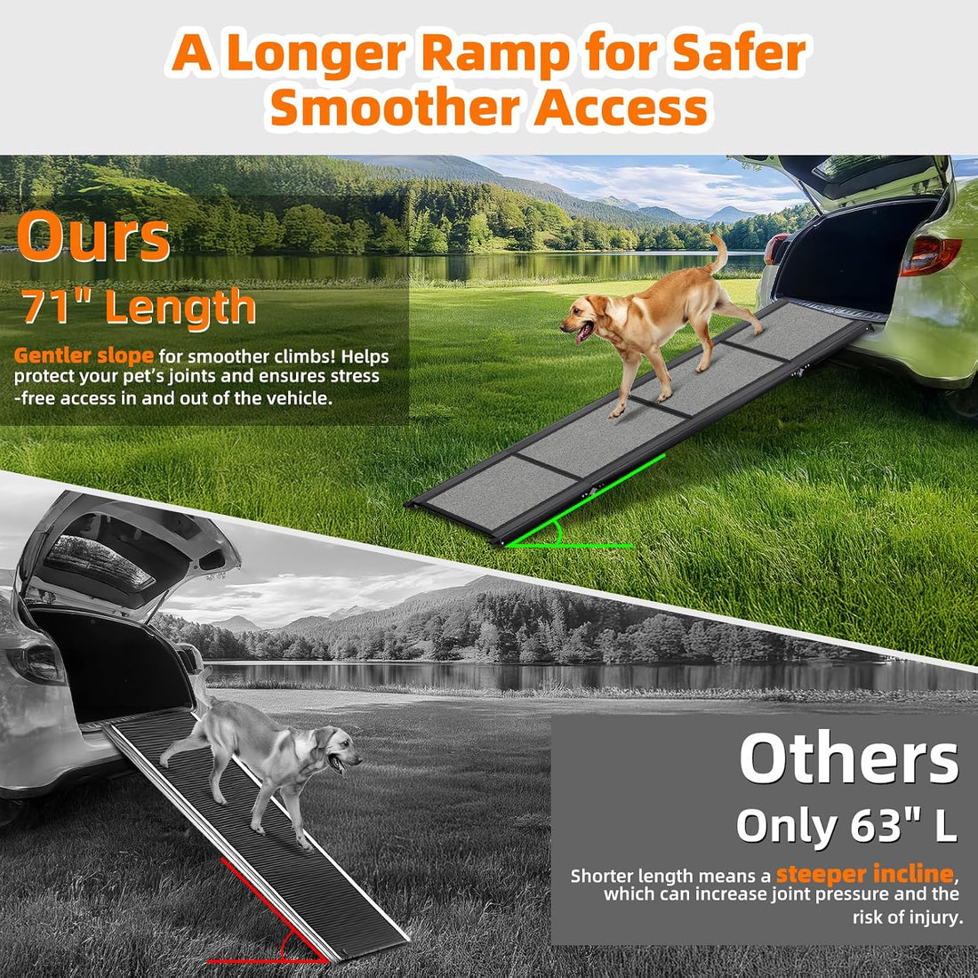 Dog Ramp for Car ๐๐โ๐ฑ๐๐โ Large Folding Pet Stair Ramps for Truck, SUV