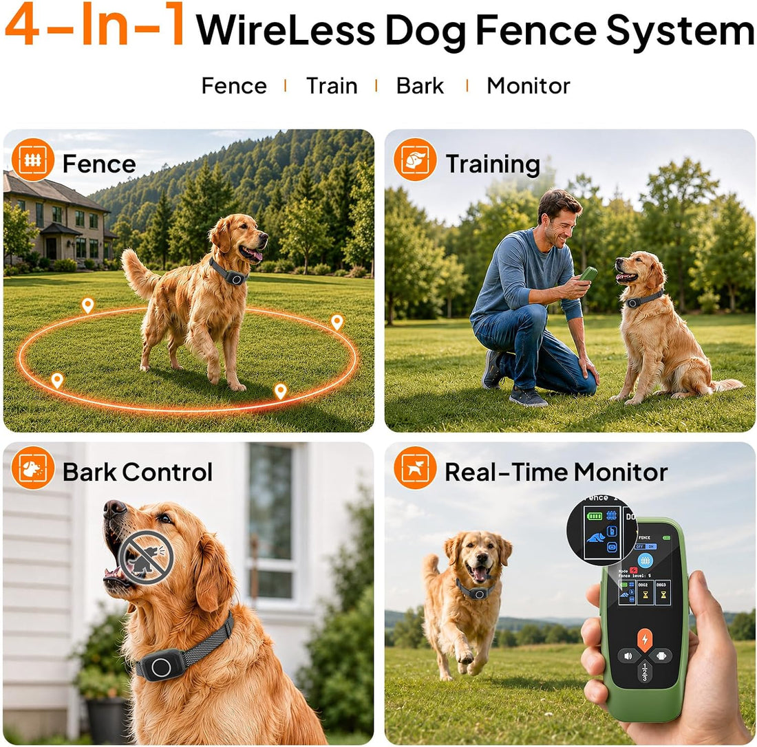 GPS Wireless Dog Fence System, Wireless Fence Collars, No Subscription
