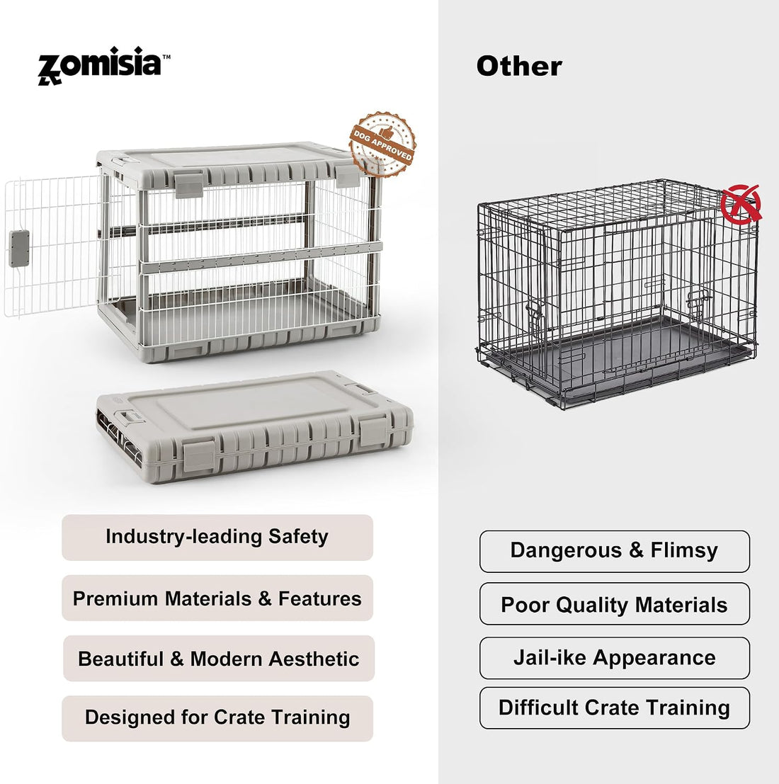 ZOMISIA Collapsible Dog Crate for Dogs