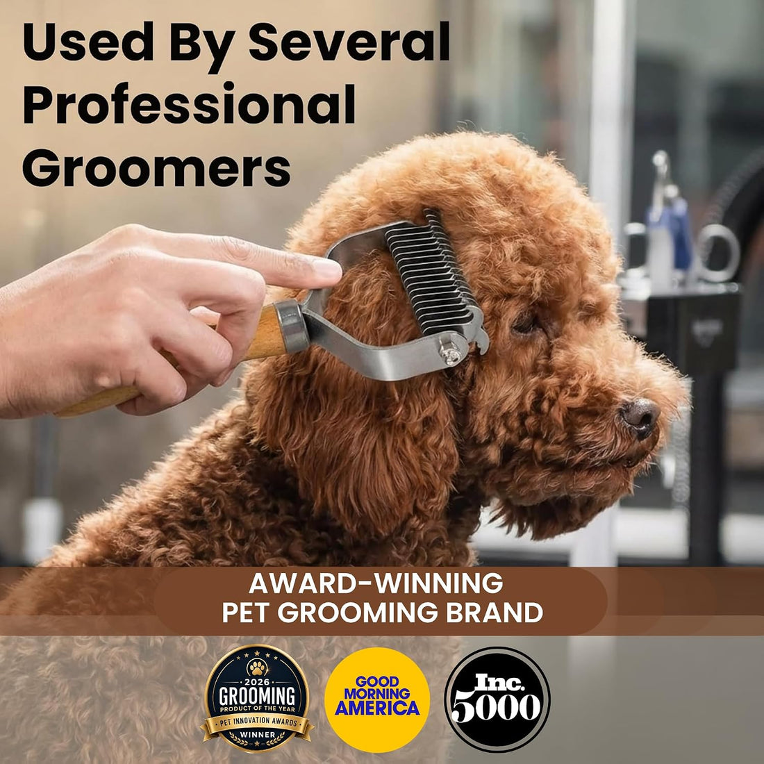 Pet Dematting Comb for Dogs and Cats with Wood Handle
