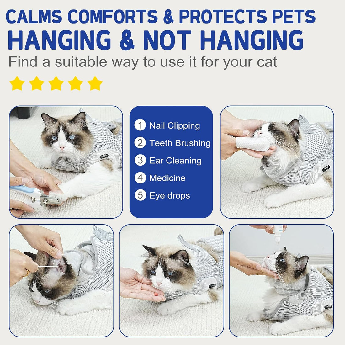 Supet Cat Grooming Hammock Harness for Nail Trimming