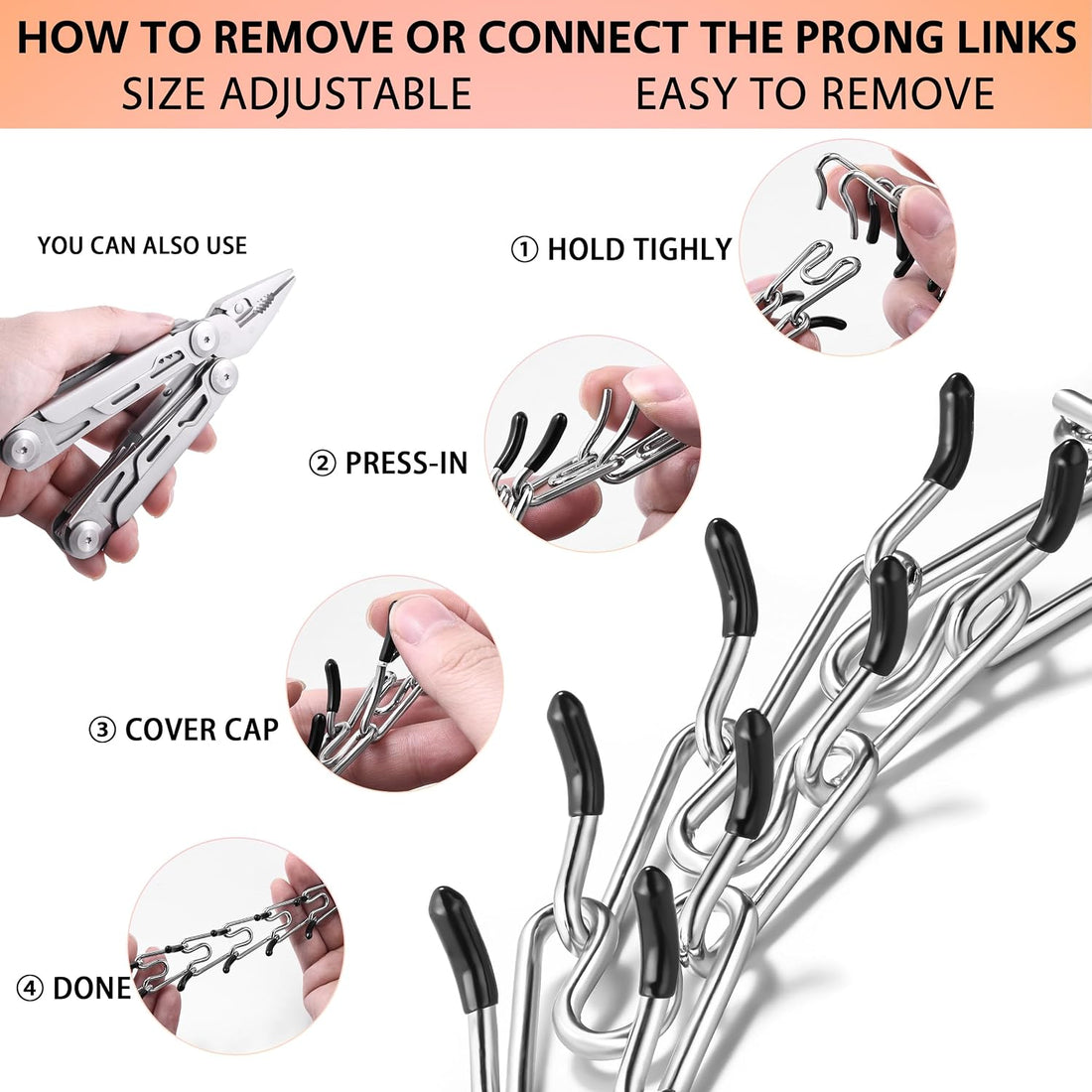 DEYACE Prong Collar for Dogs Stainless Steel Dog Pinch Collar