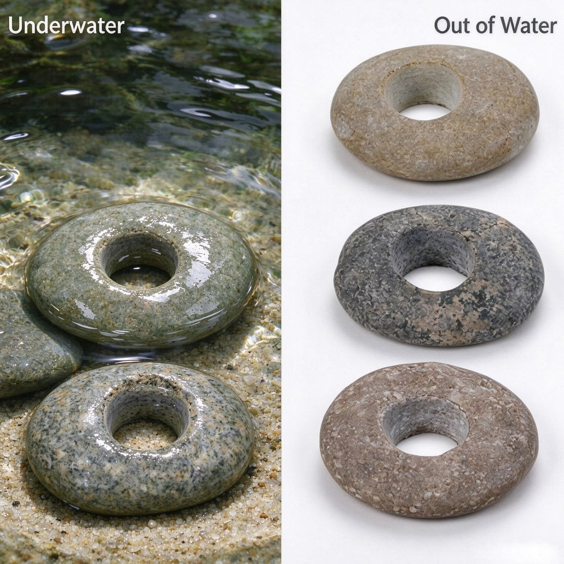 LUOTIVON 3PCS 0.8″ Hole Natural River Stone Plant Weights for Aquarium
