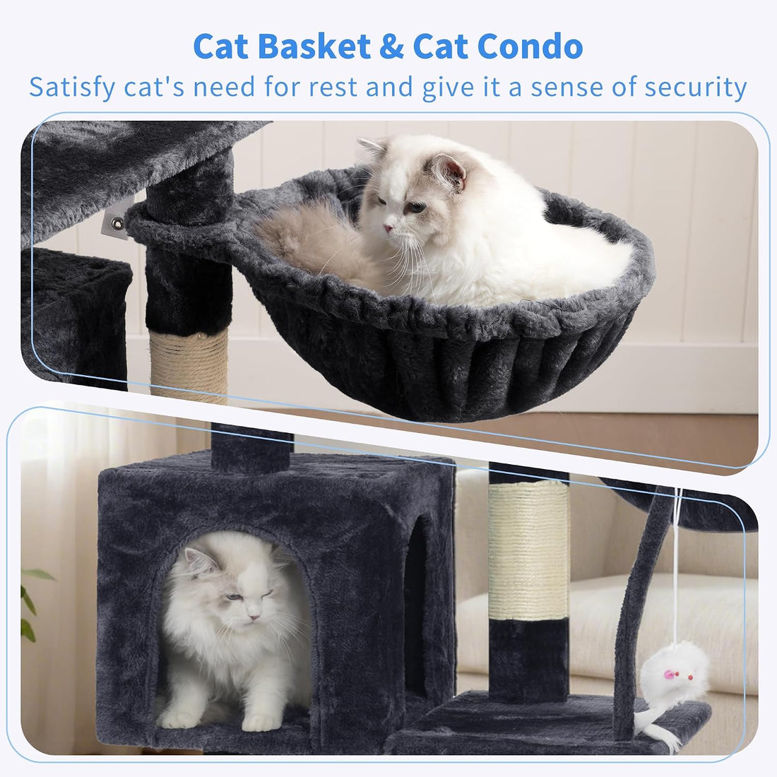 Heybly Cat Tree with Toy, Cat Tower condo for Indoor Cats