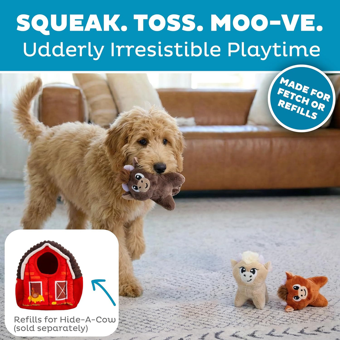 Outward Hound Squeakin' Squirrels Plush Squeaky Dog Toys, 3-Pack, 7"