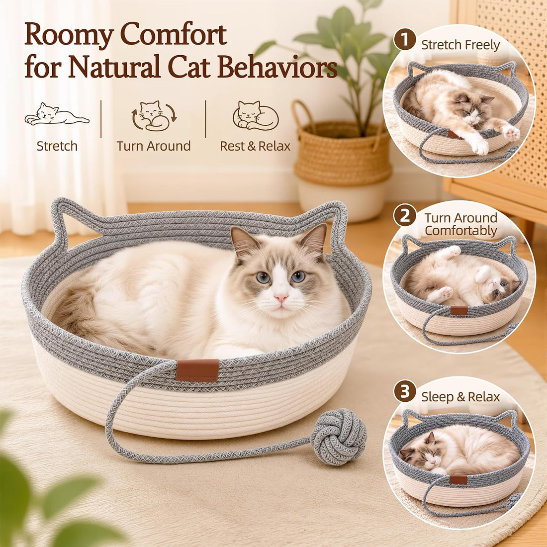 Large Instinct Basket for Cats: 20 Inch Space to Stretch & Turn