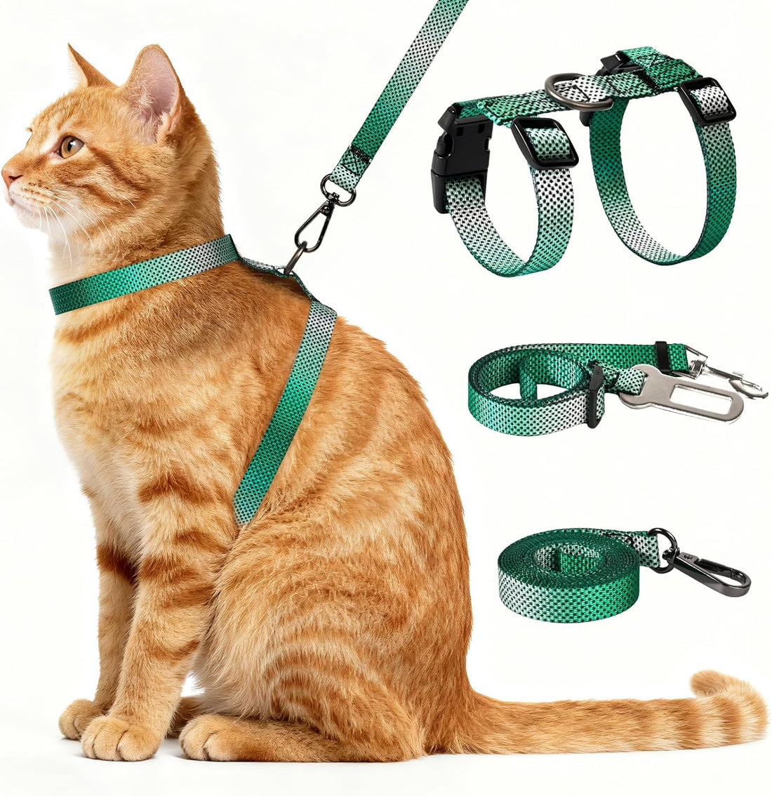 Cat Harness and Leash Set, 3-in-1 Escape Proof Adjustable