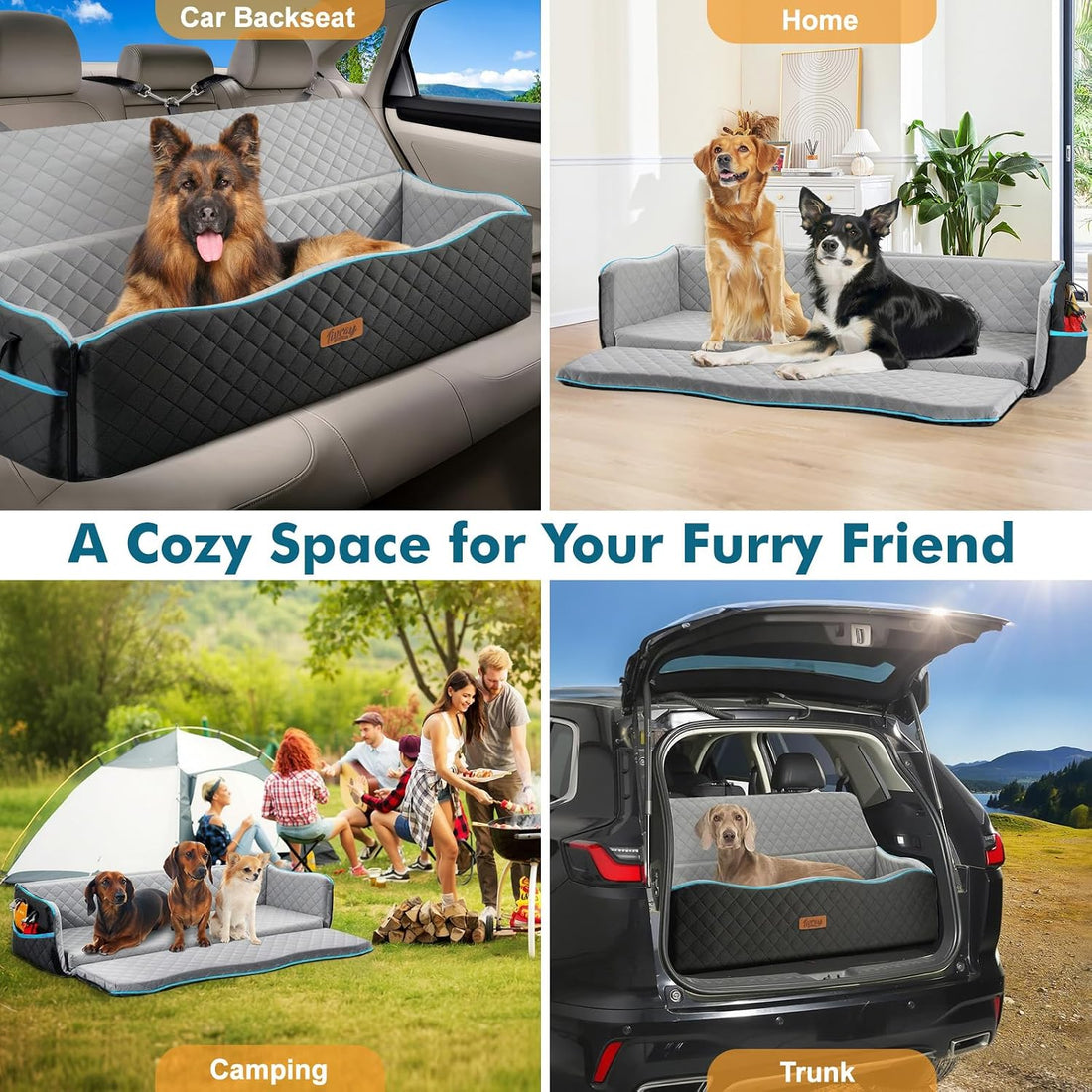 Tivray Large Dog Car Seat, Dog Car Bed for Large Dogs Under 120lbs