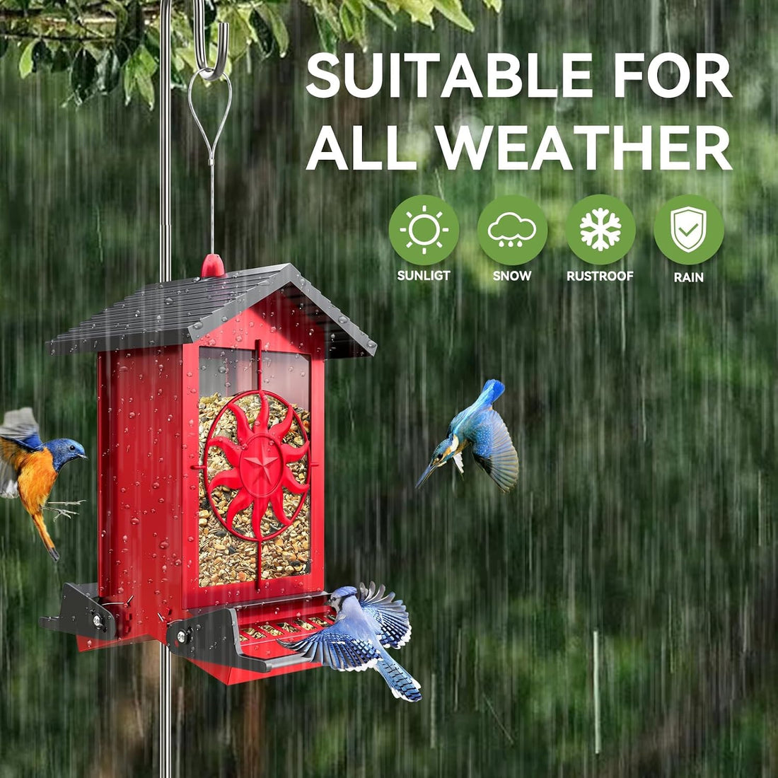 Squirrel Proof Bird Feeders for Outdoors with Weight-Activated