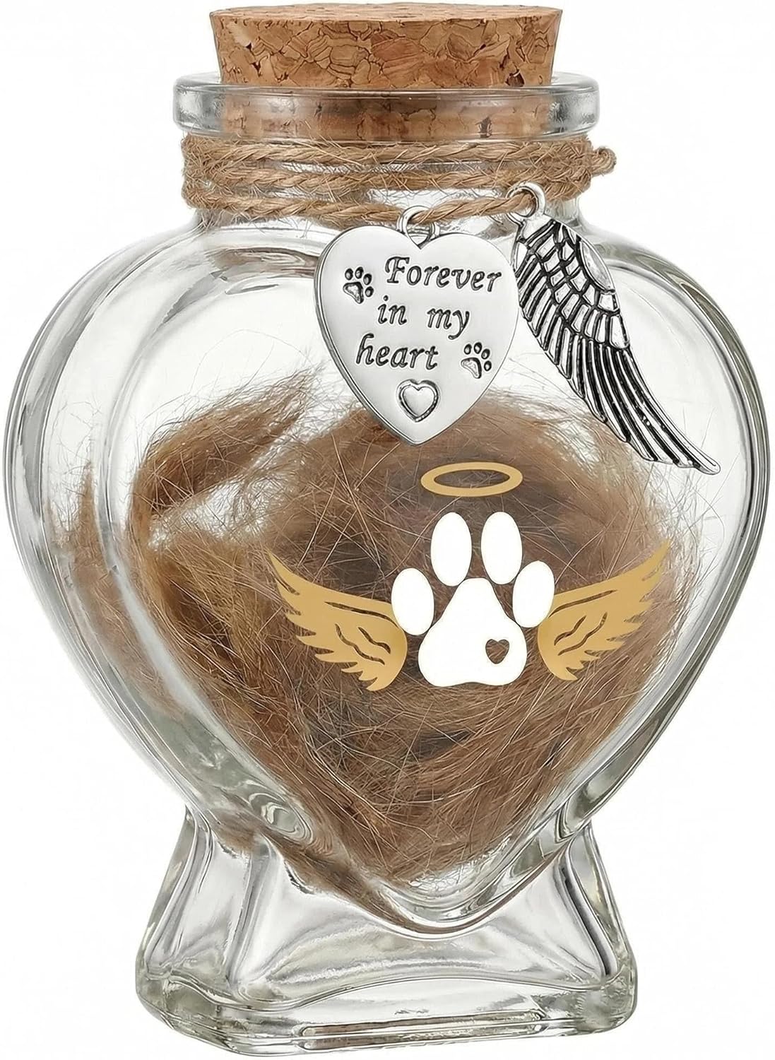 Pet Memorial Bottle for Pet Hair – Heart Shape Glass Fur Keepsake