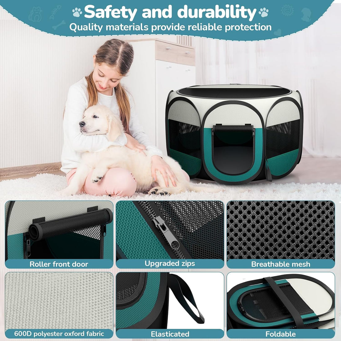 Portable Foldable Pet Playpen for Cats with Carrying Case