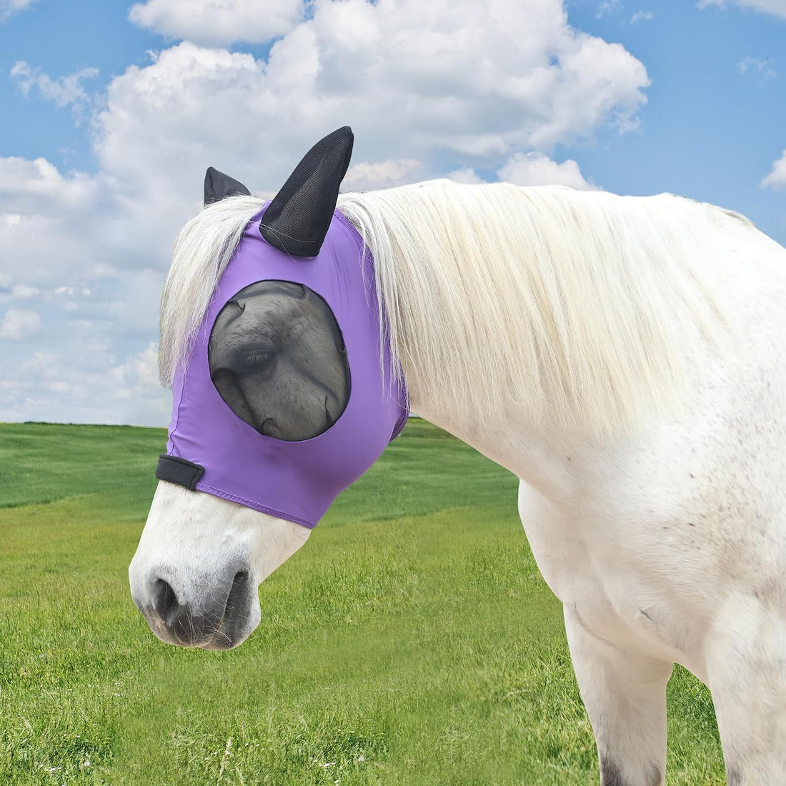 Elastic Fly Mask for Horse with Ear, Equine Fly Mask UV Protection