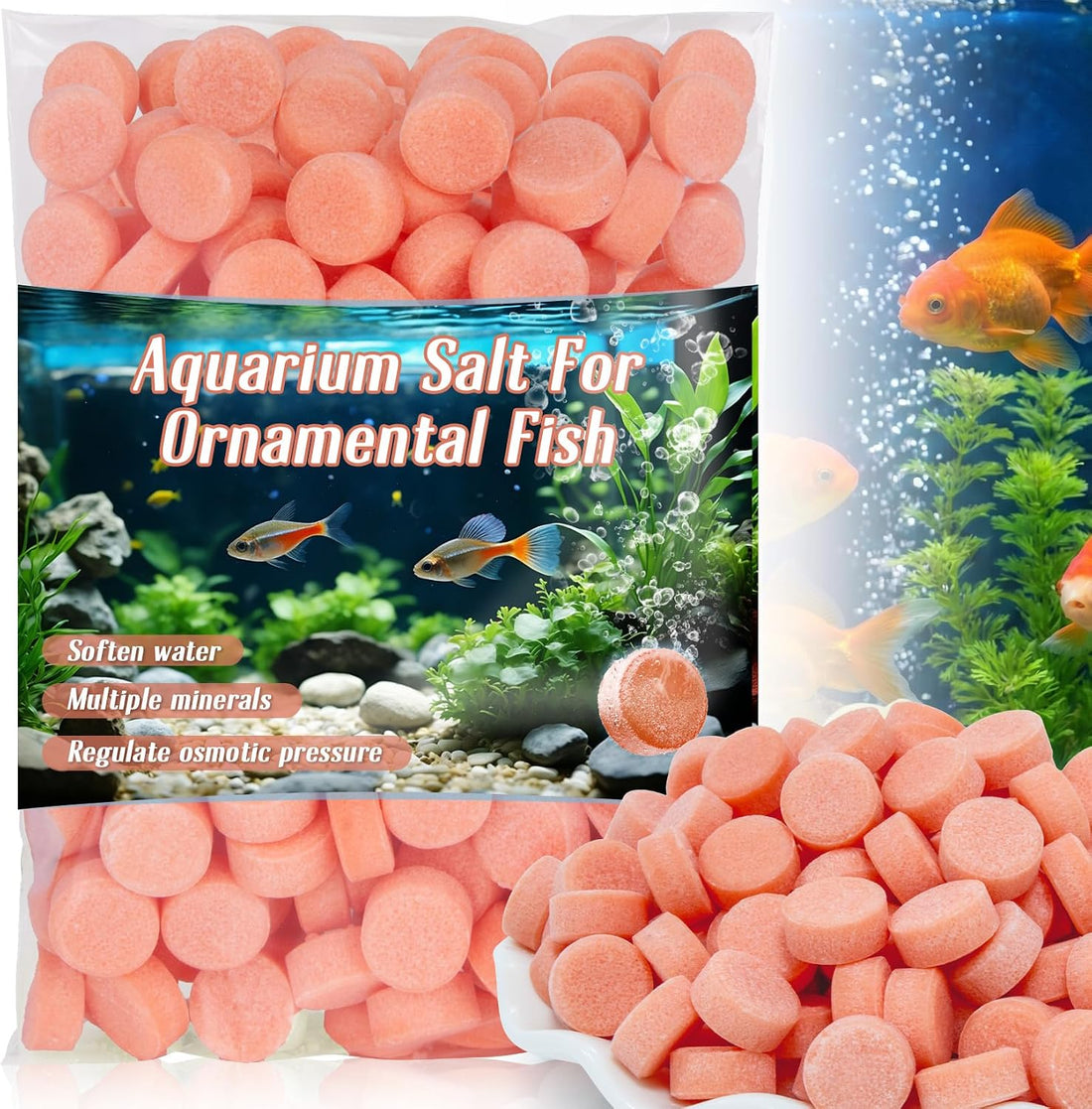 MAQIHAN 150 Tablets Aquarium Salt - Freshwater Tank & Koi Pond Salt