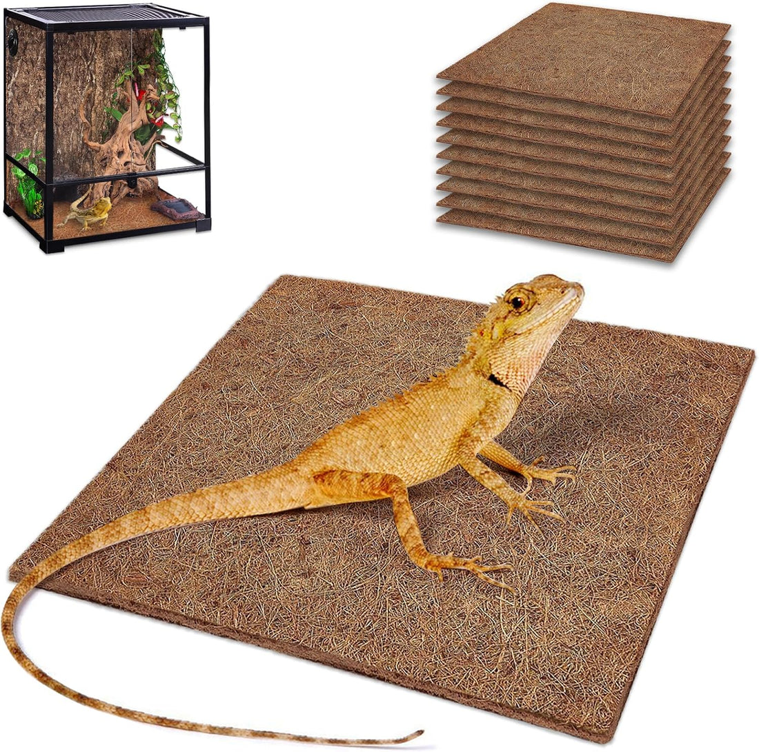 ZeeDix 10 Pcs Reptile Carpet 12x12 Inch Coconut Fiber Mat for Tank