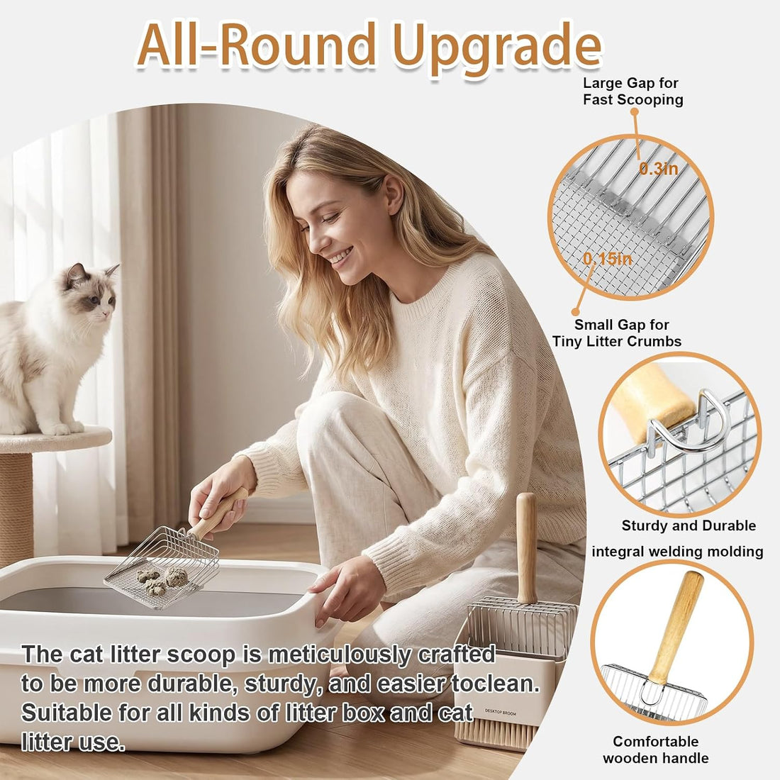4 Pack Cat Litter Scoop Set,Cat Litter Scooper with Holder