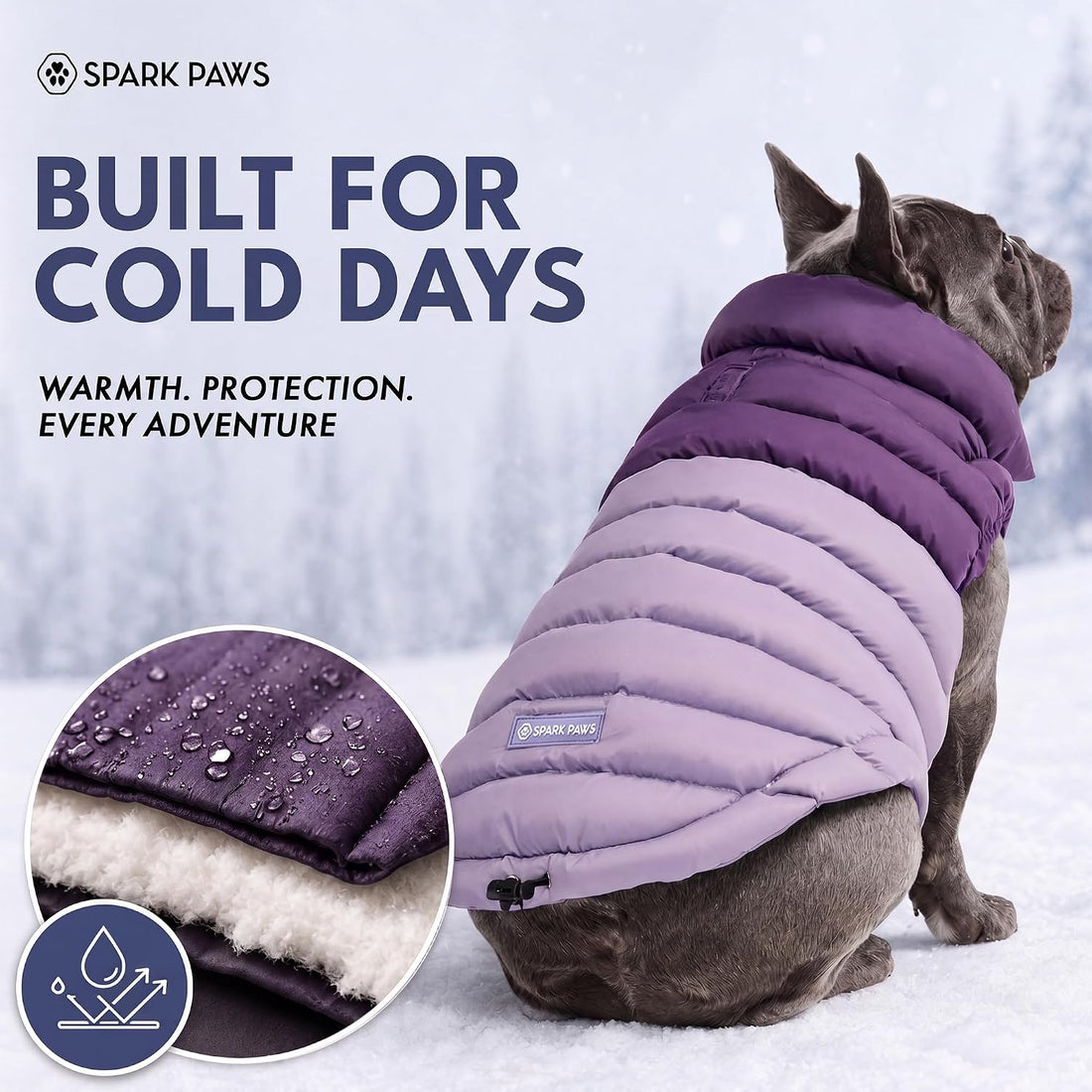 Spark Paws Dog Puffer Jacket, Winter Coat for Small Medium Large Dogs