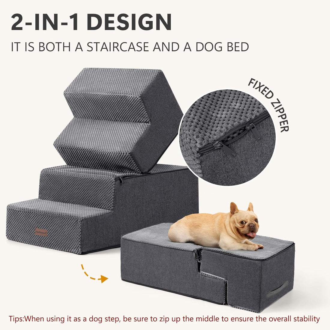 Aodisman Dog Steps for Bed or Couch,4-Step Pet Stairs for Small Dogs