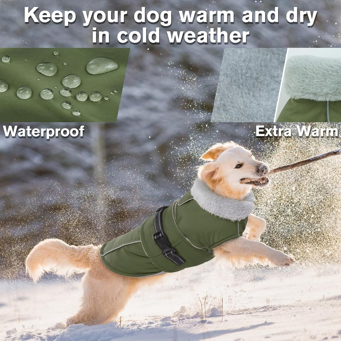 Lelepet Warm Dog Coat Waterproof Dog Jacket for Large Dogs Reflective