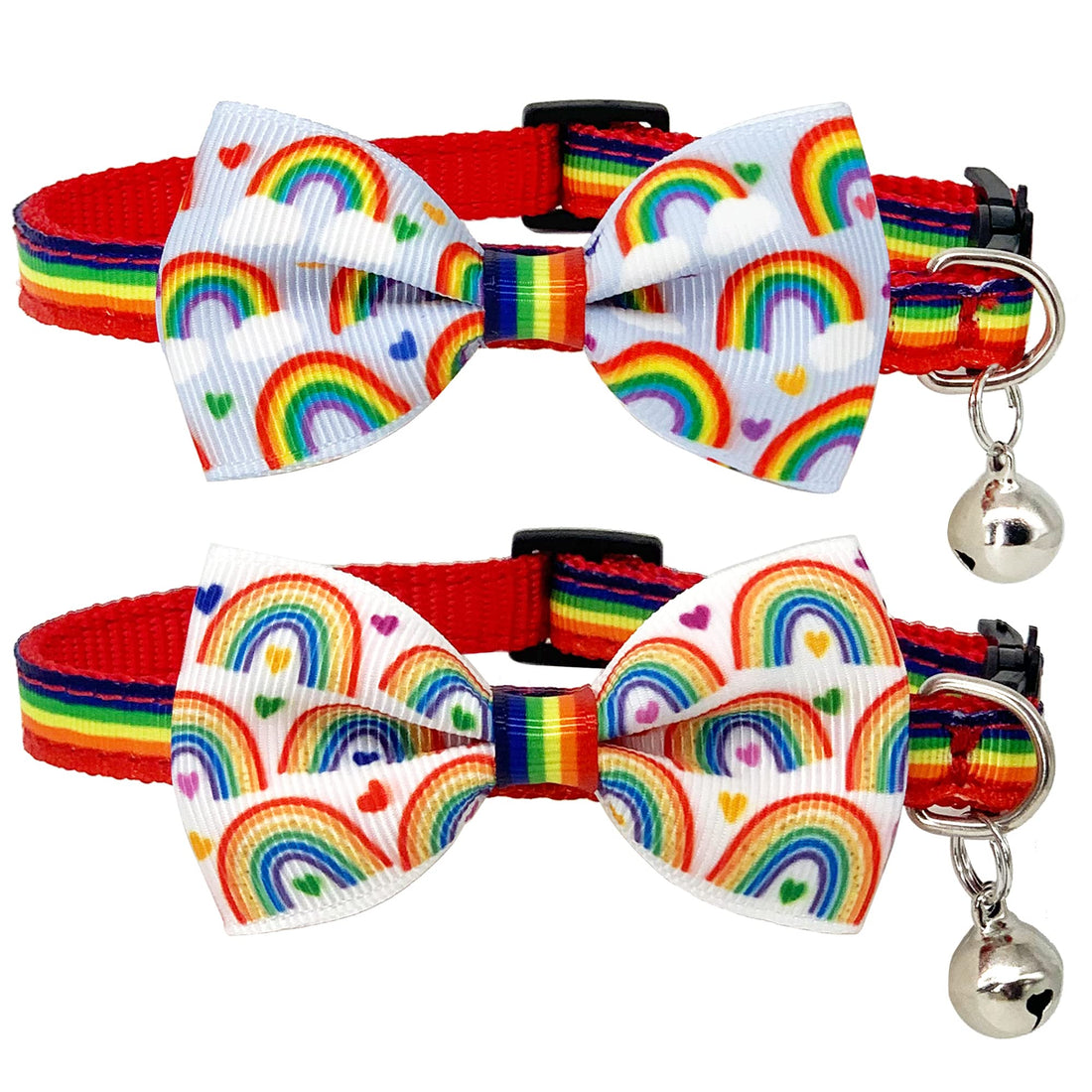 Casidoxi 2 Pcs Rainbow Cat Collar Breakaway with Bell