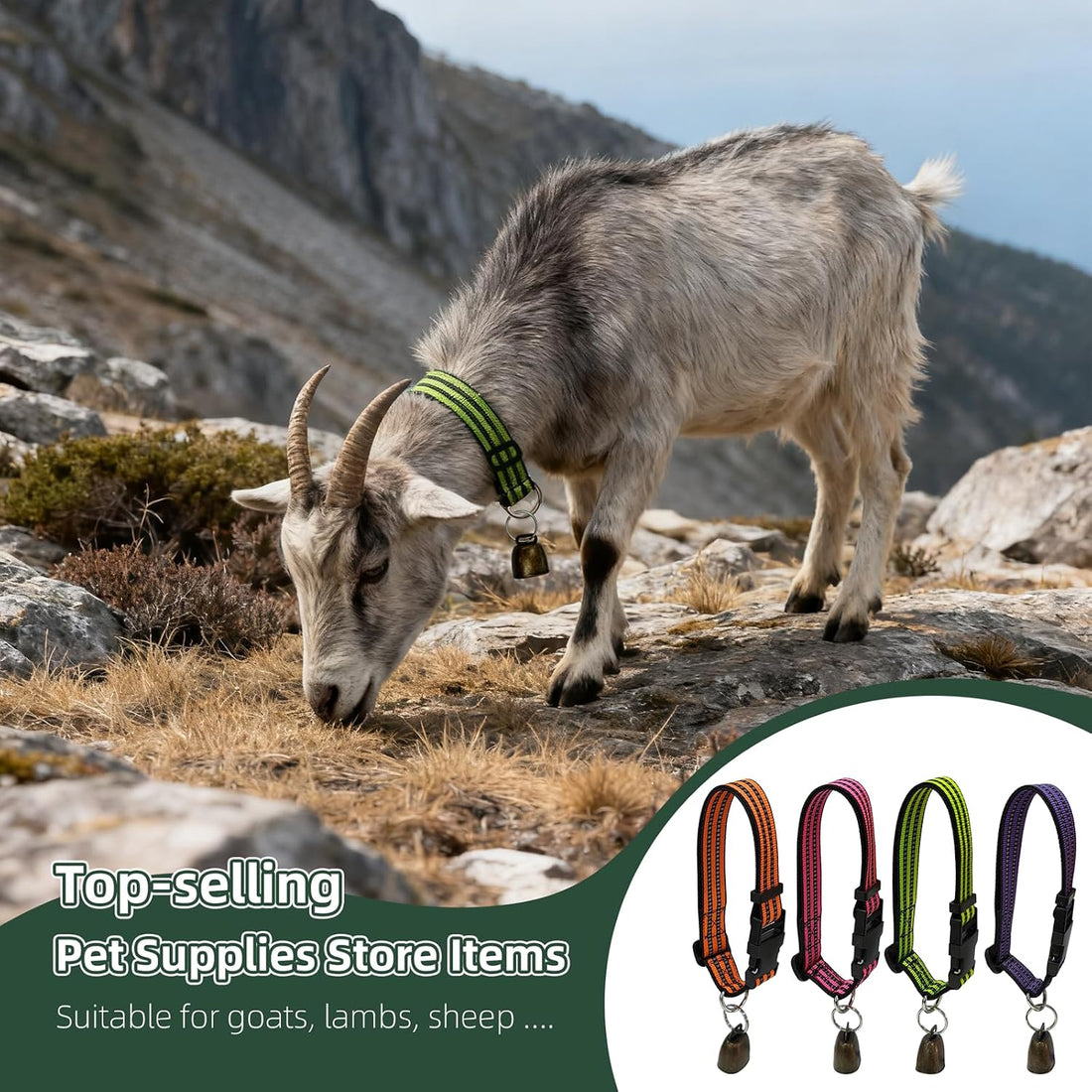 Goat Collars and Bells,Durable Nylon Adjustable Collar