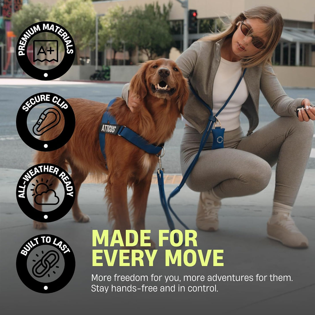 Dog Friendly Co. Hands Free Dog Leash, Multiway Use, 1.8m