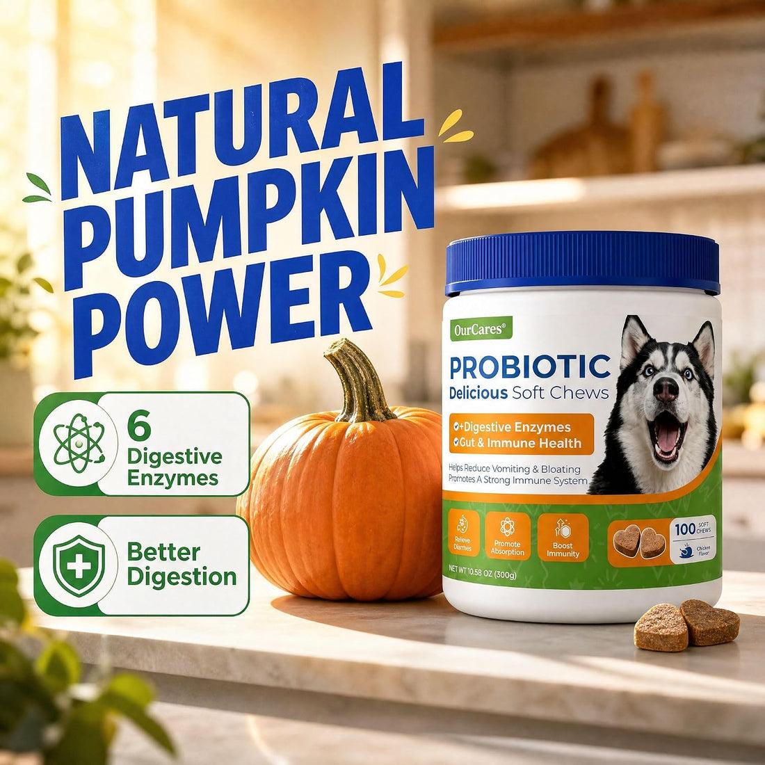Probiotics for Dogs – Probiotic Chews with 4.8 Billion CFU