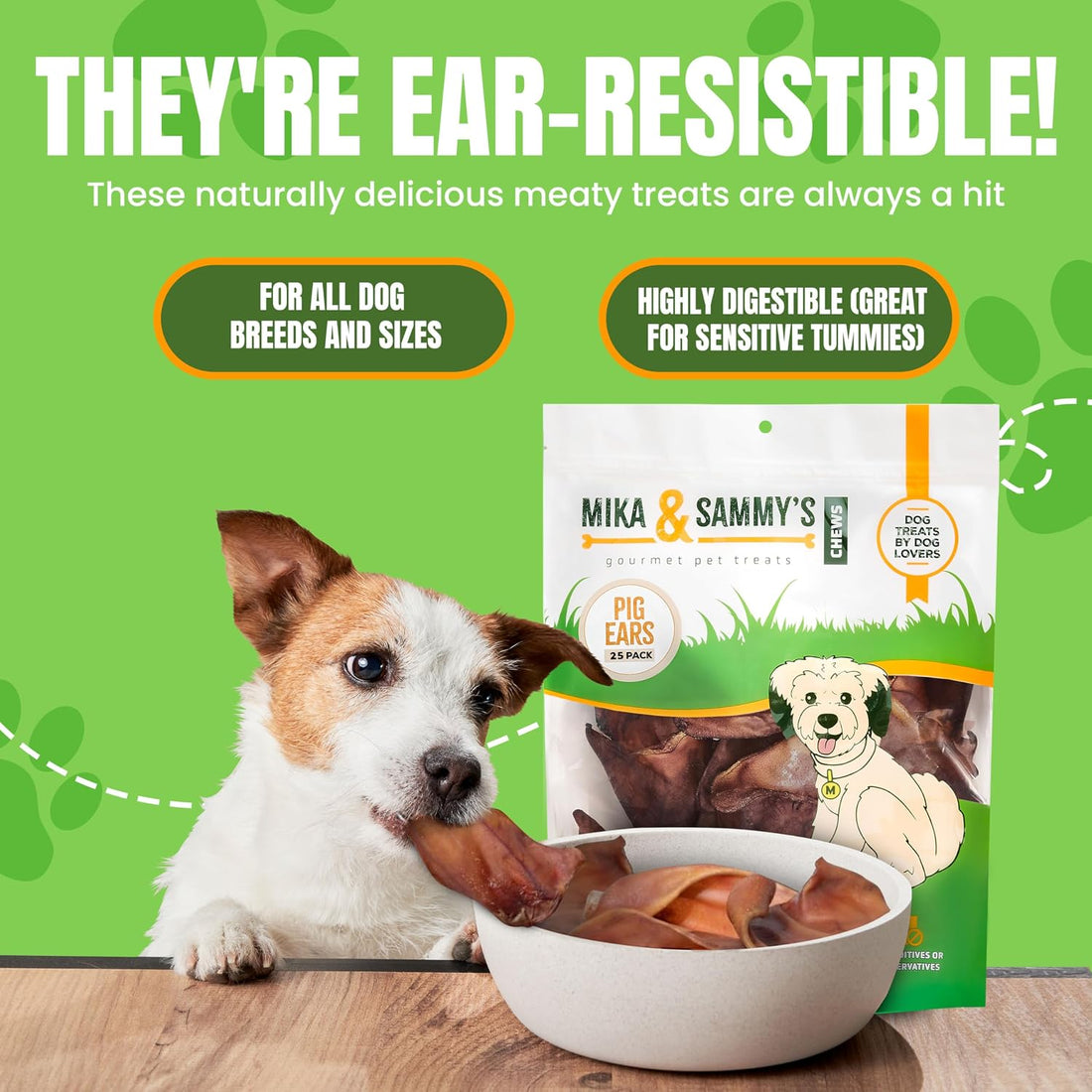Dog Treats - Pig Ears, Natural Chews for Pups (25 Pack, Pig Ears)