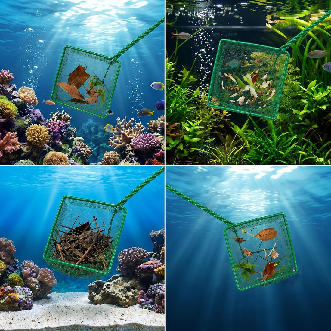JJUNW Aquarium Fish Net for Fish Tank, 2 Pack Small Fish Tank Net