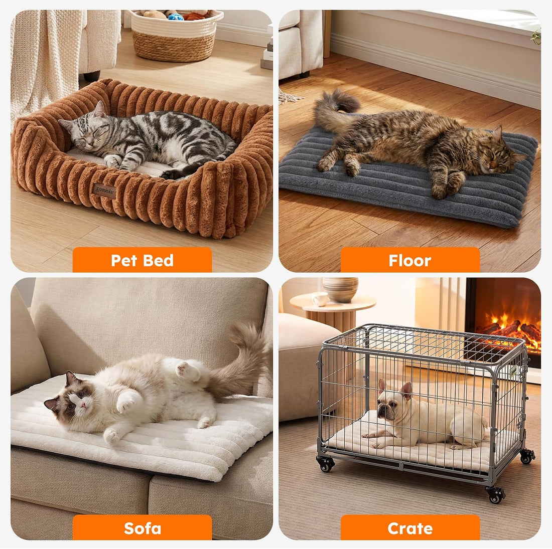 ZOMISIA Self Warming Cat Bed Mat, Thermal Heating Pad for Crate