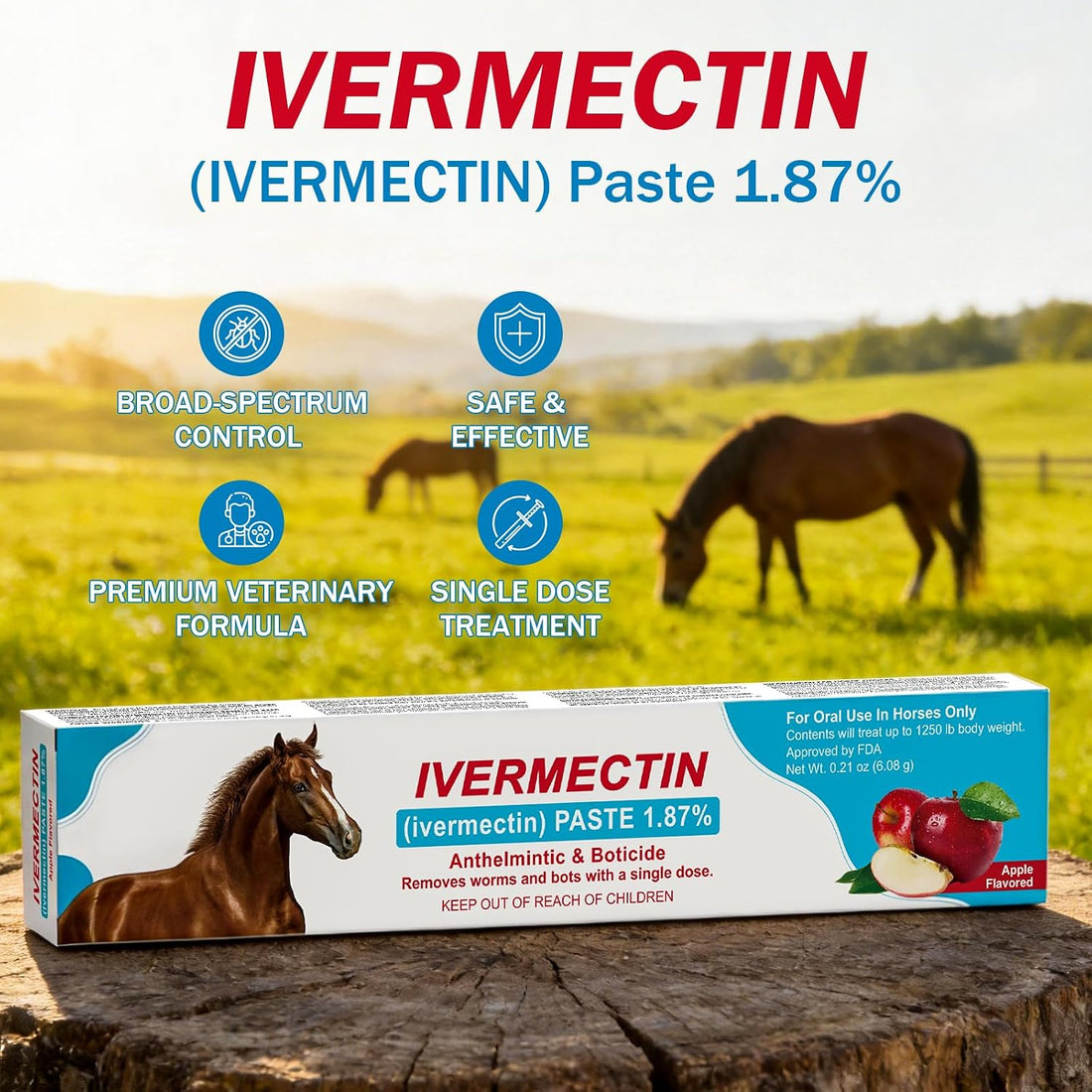 Ivermect Horse Paste 1.87%, for Horse Use Only, 6.08g, 1 Pack
