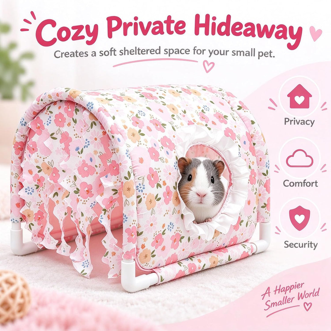 Bottomless Guinea Pig Hideout Tunnel with Curtains